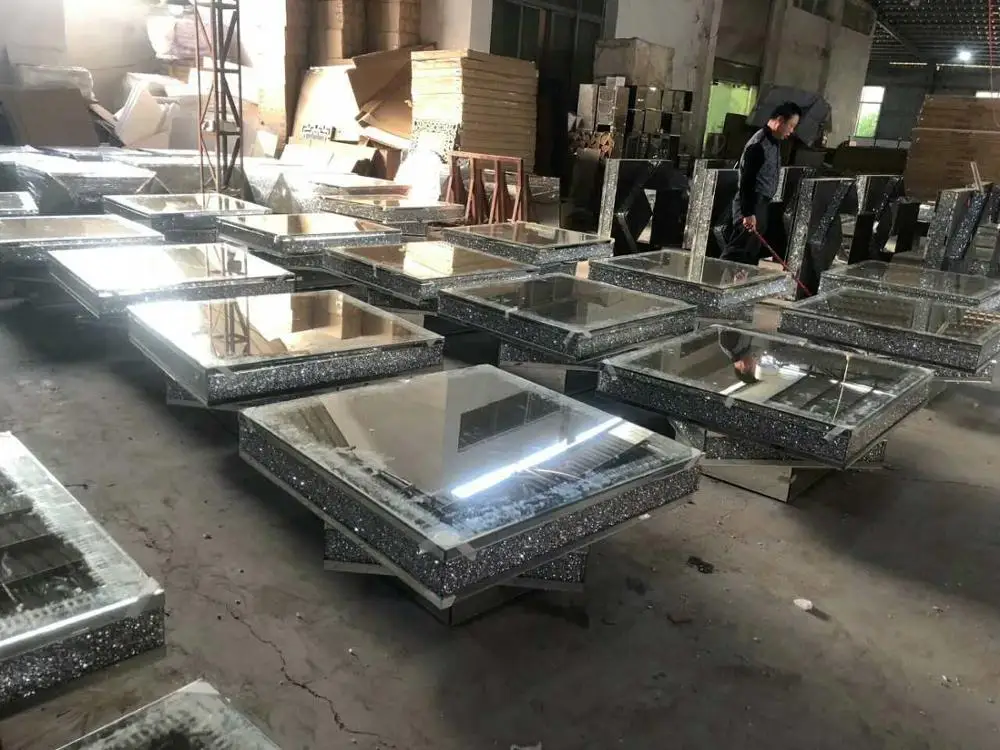 Luxury crushed diamond console table set hallway console table and mirror