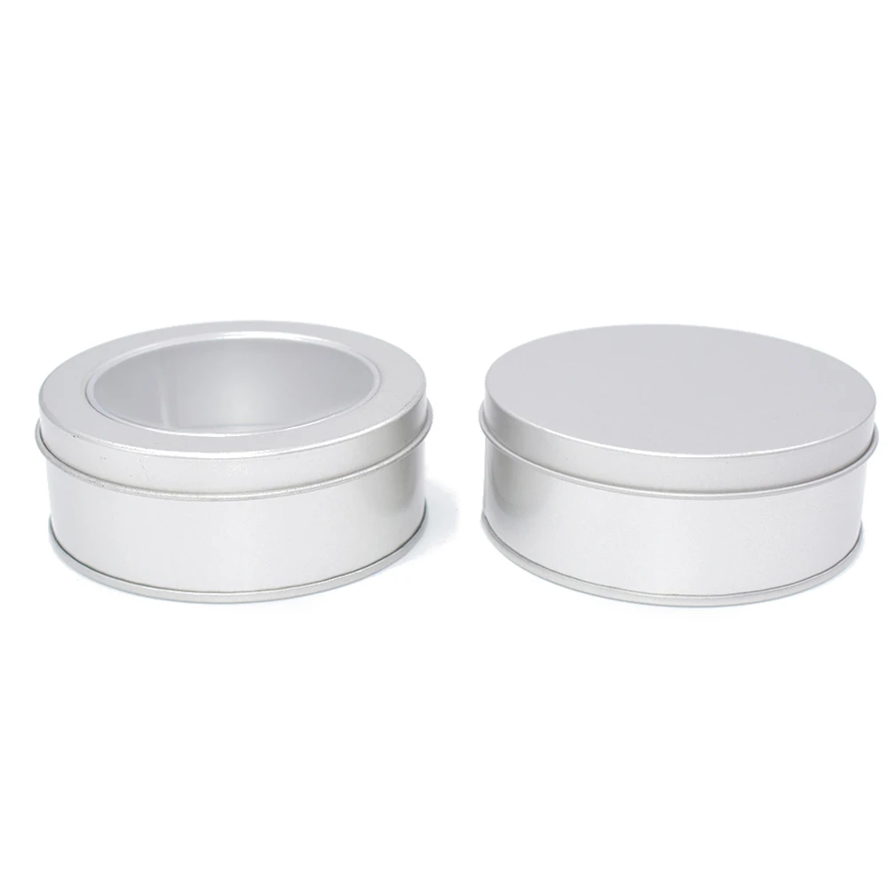 Round Saffron Package Tin Box With Pvc Lid