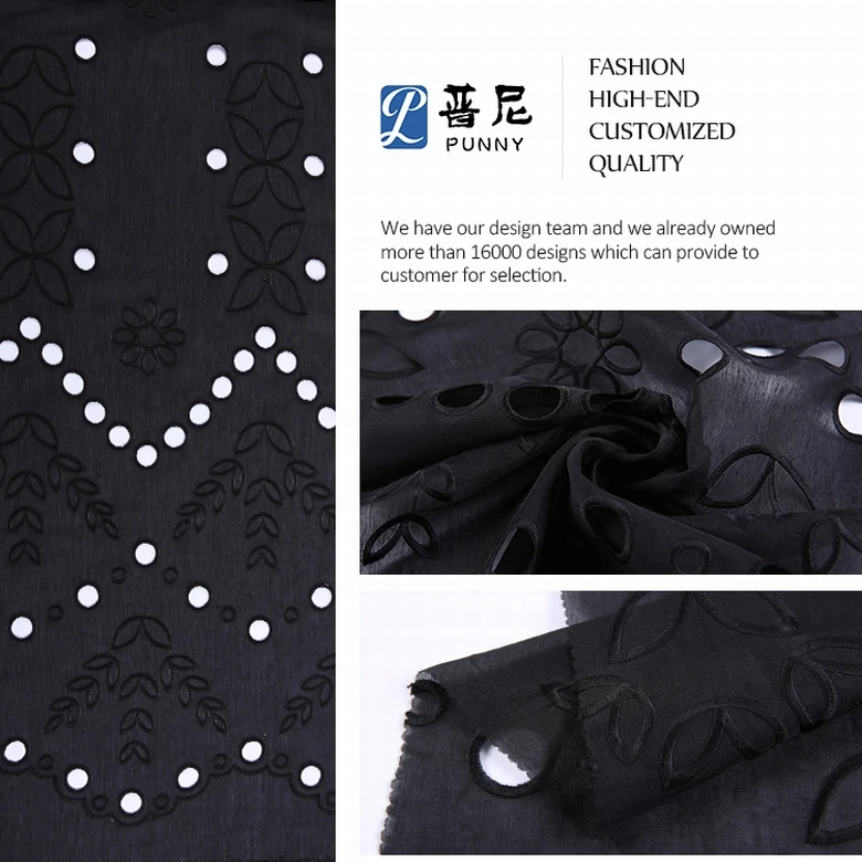 Free sample all over embroidery eyelet pure poly georgette fabric for clothing