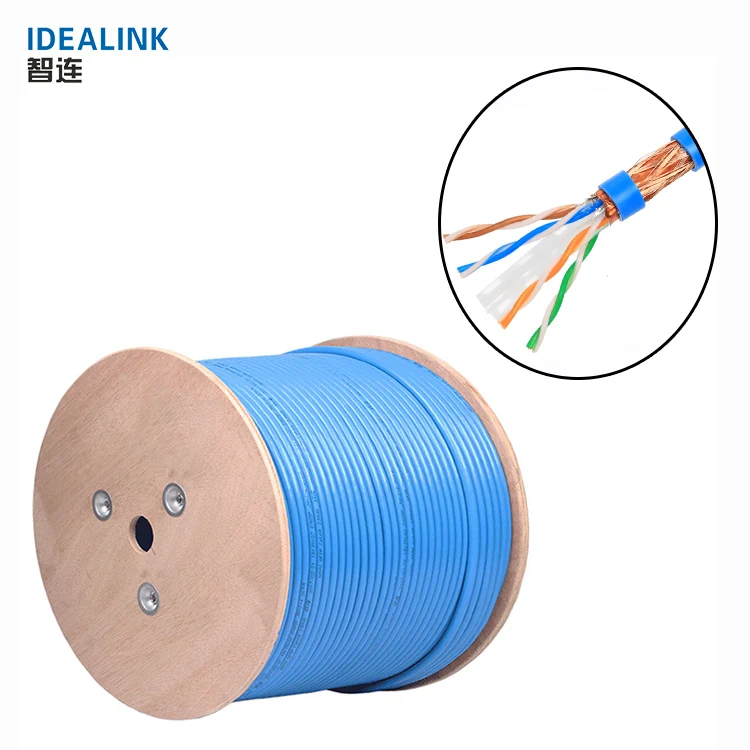 OEM сервис 23AWG sftp cat6 кабель, твердая медь 4 витая пара экранированный stp cat 6 сетевой кабель