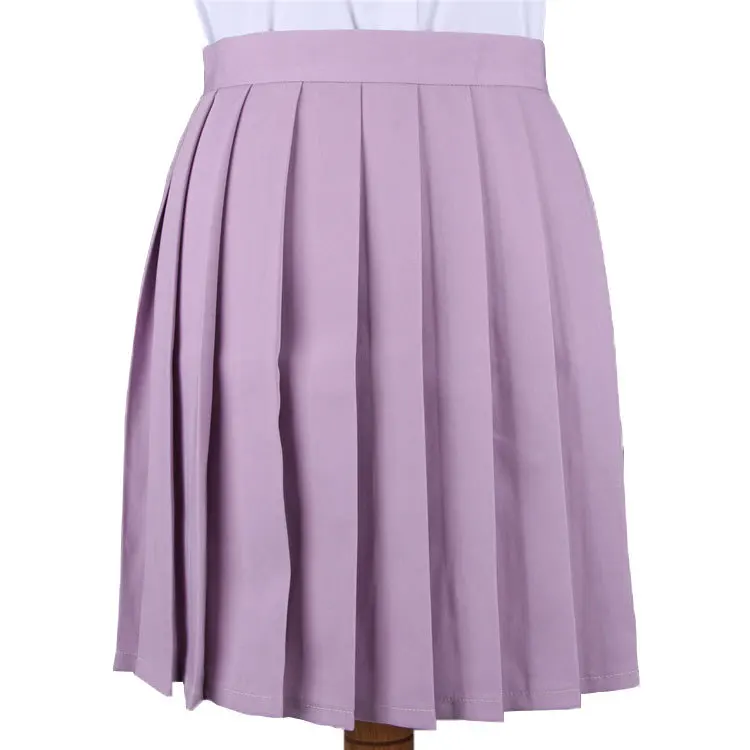 
Factory Direct Sale School Uniform Skirt High Waist Pleated Skirt JK Student Girls Solid Skirt 
