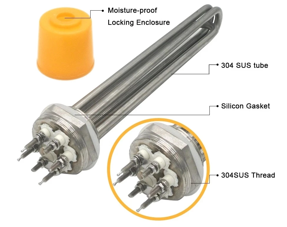 
Hexagonal copper head engineering high power electric heating tube 58 thread heating tube 