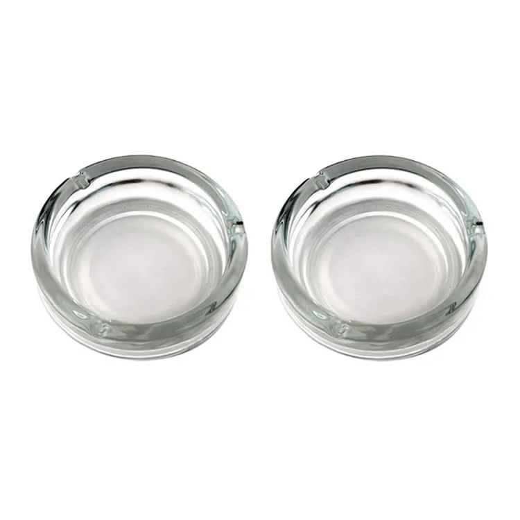 Round frosted black custom made print cigar glass ashtray with printing wholesale