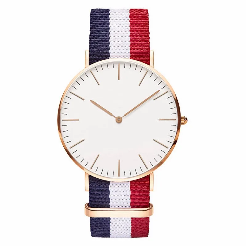 
Wholesale Chinese Cheap Nylon Strap Simple Ultra Thin Watch for Women and Gent 