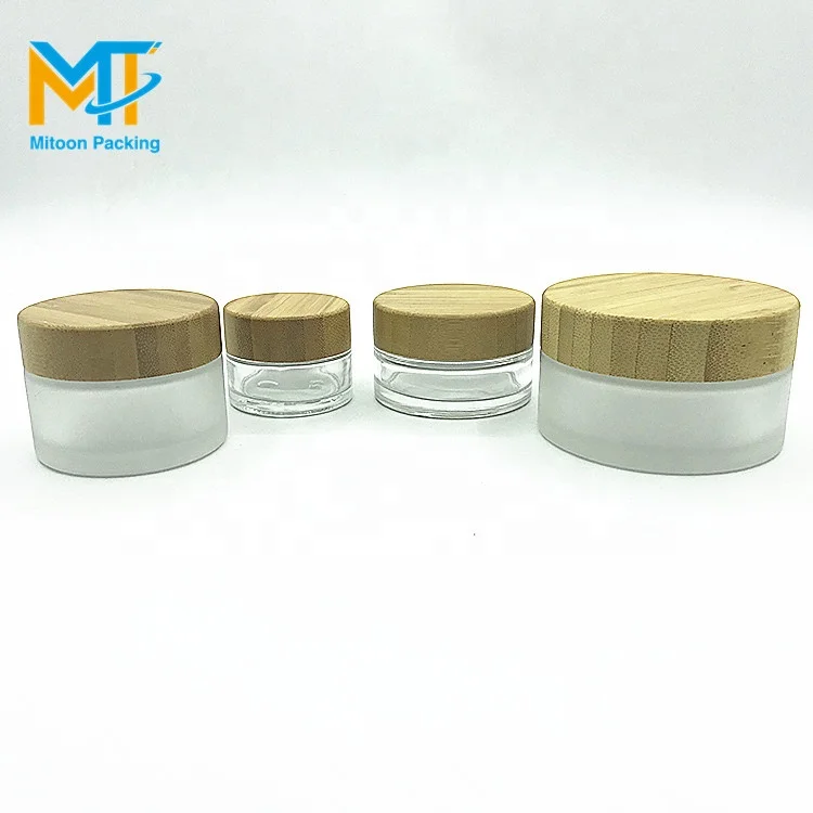 5 г 15 г 30 г 50 г 100 г Матовая косметическая стеклянная банка с бамбуковой винтовой крышкой