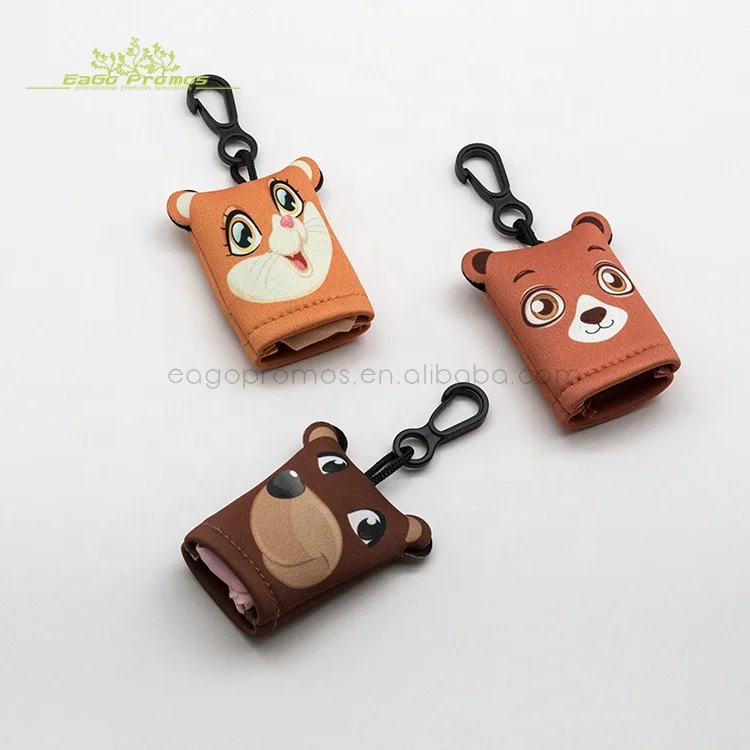 2024 2025 High quality Cheap Price Microfiber lens keychain cleaning cloth with neoprene pouch,for screen/lens/glass cleani