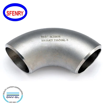 Sfenry Butt Weld Pipe Fittings 304 Stainless Steel SCH10S SCH40S STD BW LR Long Radius 90 Degree Elbow