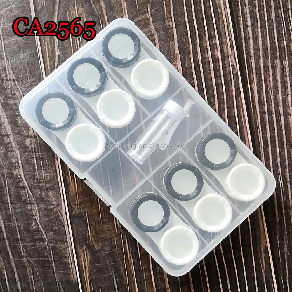 contact lens case 6 pcs macaron 2 colors cap with window small dualbox with pp saving box