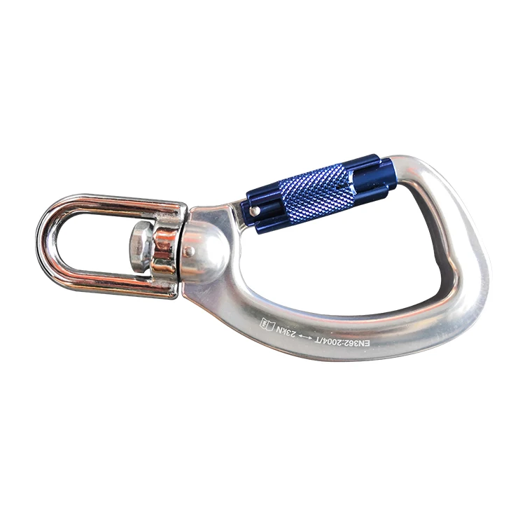 Custom high tensile 25kN double locking snap hook clip swivel Outdoor rock climbing swivel eye bolt snap hook