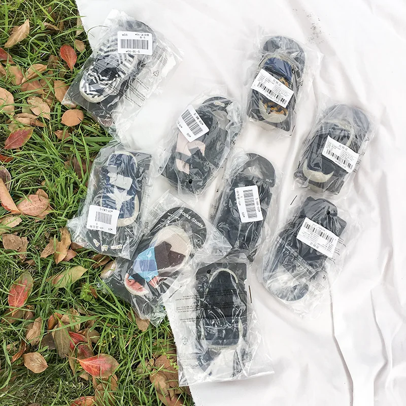 
 2019 Ins Нескользящие тканевые шлепанцы с резиновой подошвой, детские носки с фарфоровым узором в полоску  