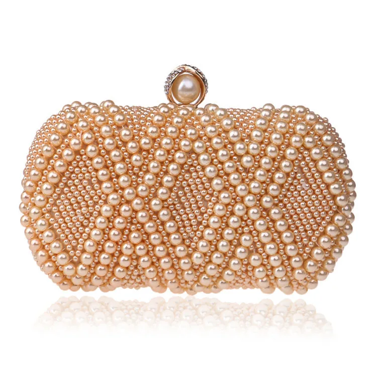 New Chain Evening Party Clutch Pearl Dinner Bag Lady Banquet Bag Night Dress Bag Square