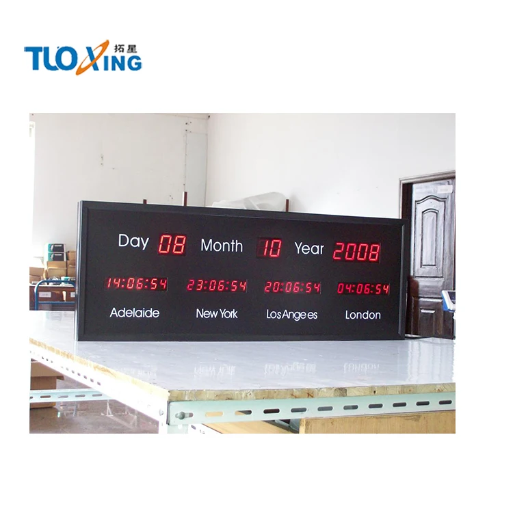 Хорошее качество, СВЕТОДИОДНЫЕ большие часы с несколькими часовыми поясами