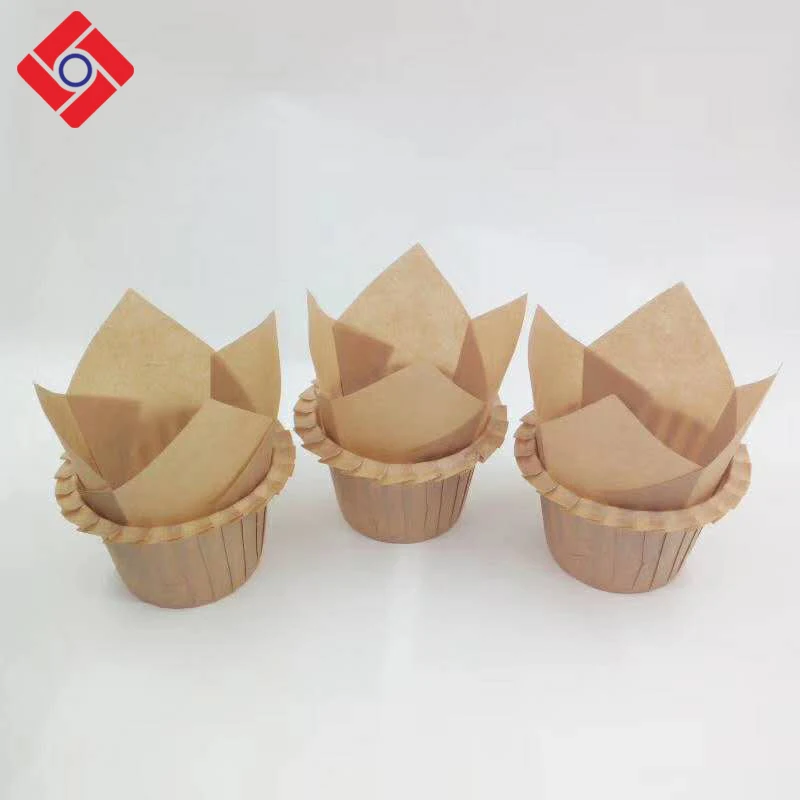 Гуанчжоу пищевой Коричневый тюльпан масло доказательство Промасленная бумага формочки для кексов оптовая продажа