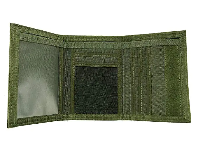 New Mens Canvas Trifold Leather Wallets for Boys Purse with id window