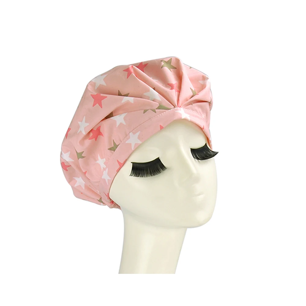 Водонепроницаемая душевая Шапочка с бантом, шапочка для ванны из ПВХ и полиэстера, Женская душевая шапочка