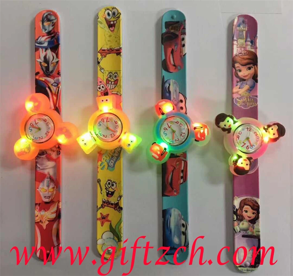 Children Kids Gyro Rotation Spinning Top Silicone Slap Watch Best Christmas Gifts