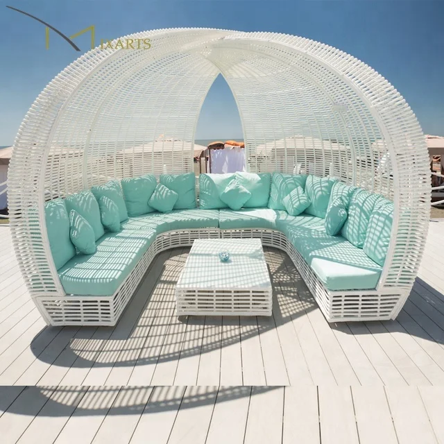 
Mixarts outdoor modern luxury beach rattan cabana bed 