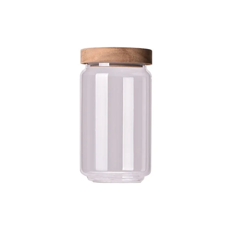 airtight elegant food glass canister jar with acacia lid wooden top lids