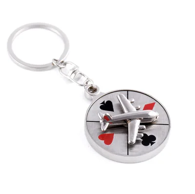 Custom Stainless Steel turntable steering wheel compass keychain