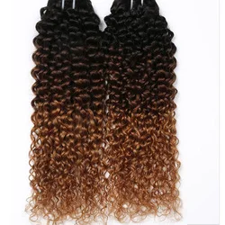 
100% remy human hair bundles 1b/4/30 ombre color mongolian hair virgin kinky curly human hair weave 
