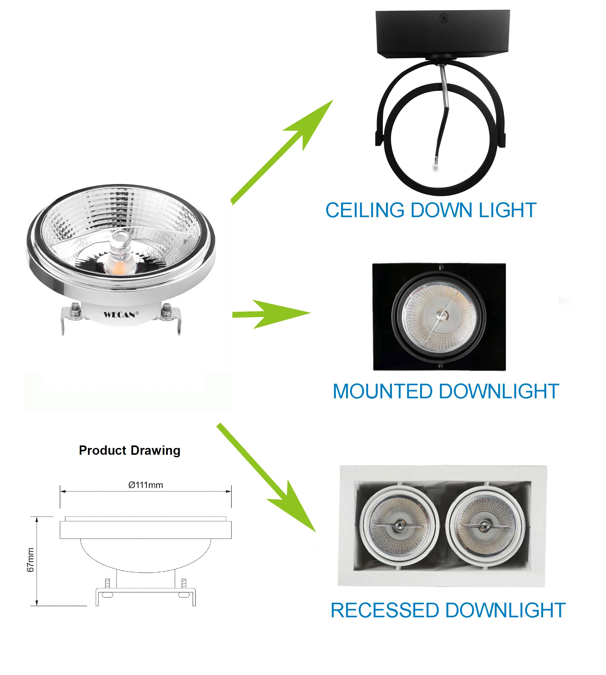 
12V ledl light AR111 reflector G53 