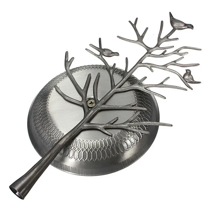 Женские стеллажи для хранения, домашний декор, оптовая продажа, органайзер из сплава для сережек, ожерелий, стеллаж для украшений с птицами, деревом