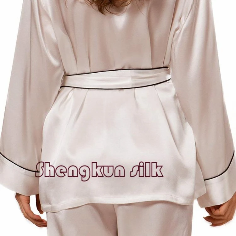 Китайские оптовые продажи 100% шелковые пижамные костюмы для женщин/шармёз/атласная пижама цвета слоновой кости с логотипом клиента