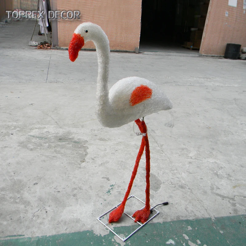 Zoo Garden Park Outdoor Decoration 3D Animal Sculpture LED Flamingo Light