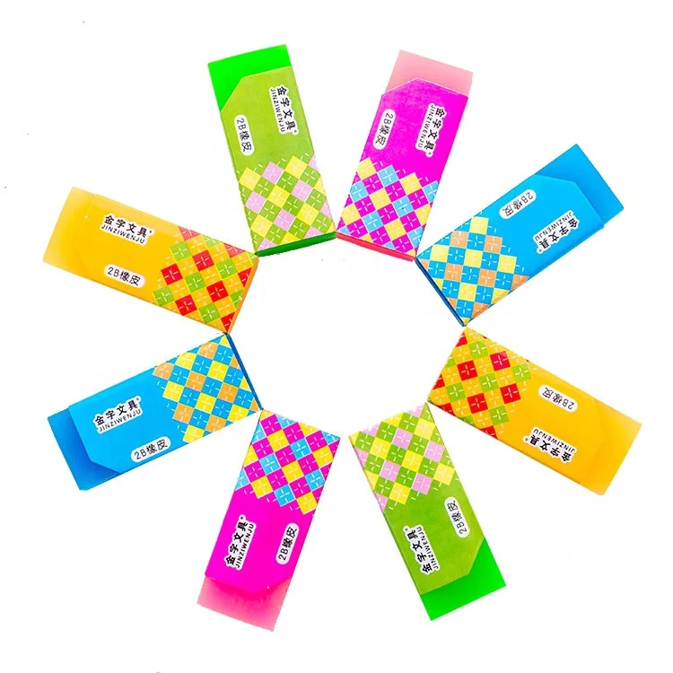 Flexible rectangle PVC material jelly style transparent 2B eraser