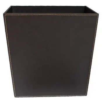 
Classic Leather Trash Cans Waste Paper Basket Storage Bin for Bathroom Kitchen Office and High Class Hotel 