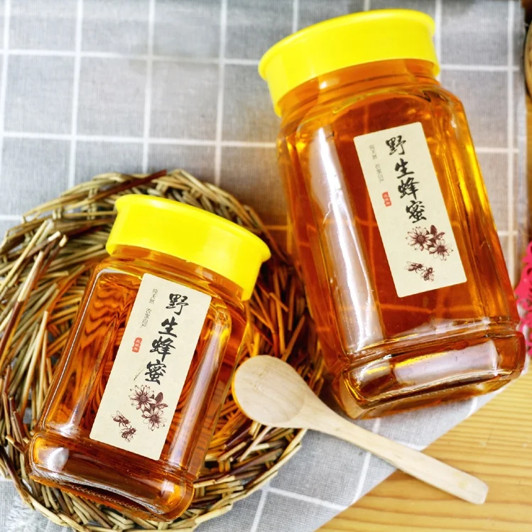 750ml 375ml 500g 1000g Octagonal Glass Honey Jar With Plastic Cover