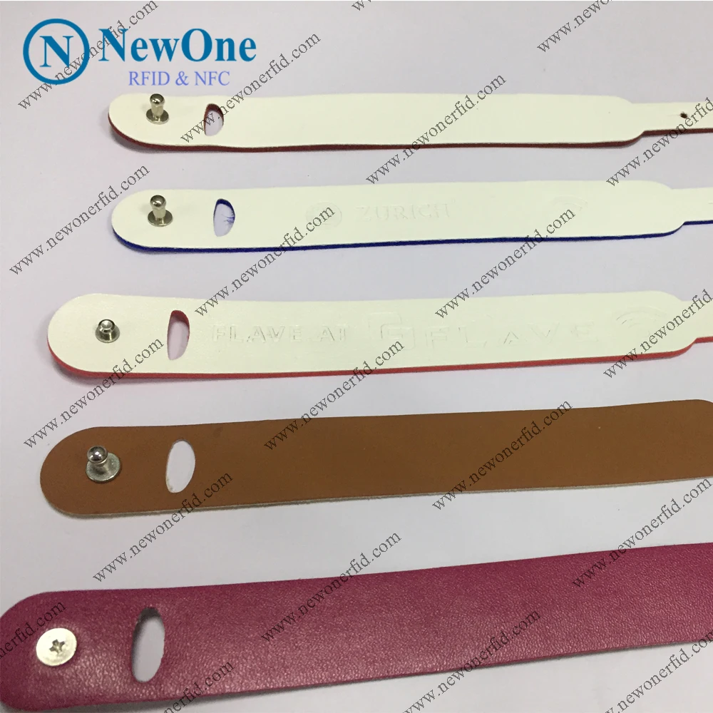Custom NFC 13.56mhz rfid leather wristband, leather nfc bracelet