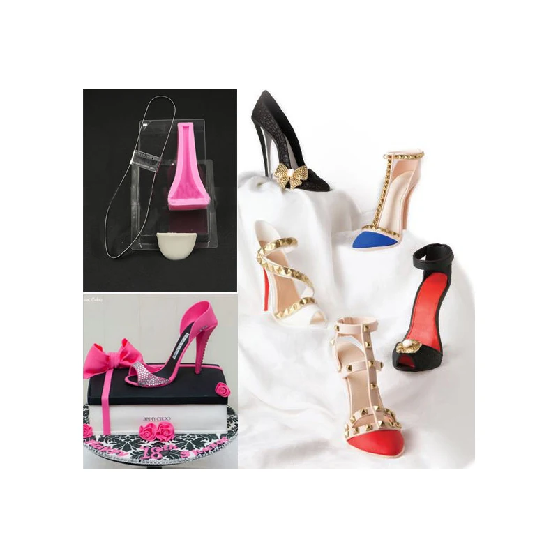 food grade high quality 3d silicone fondant high heel shoe cake mould