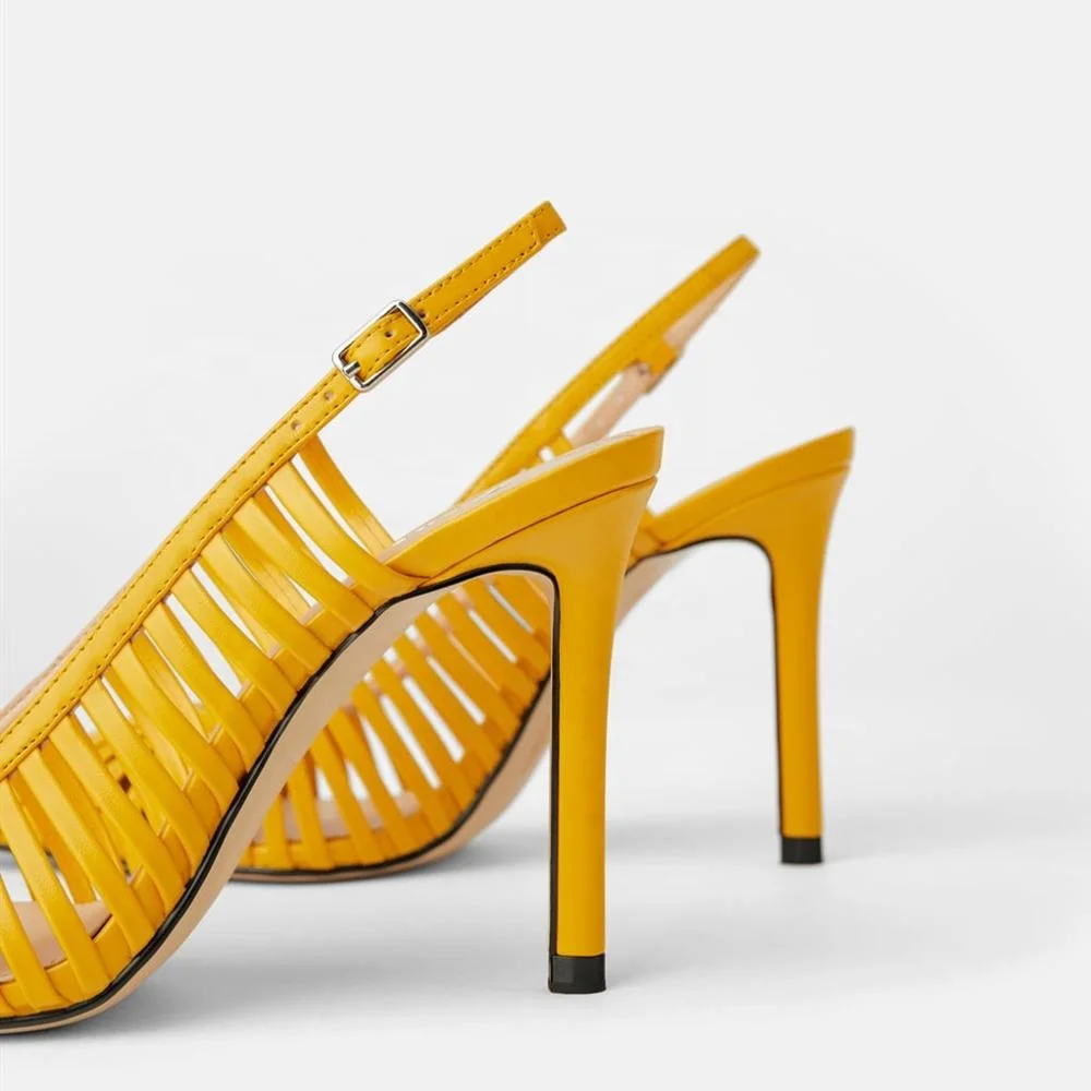 MANRINO-0236  Wholesale Hollow Out Gladiator Pu Leather Sandals Women Slingback Shoes Strappy Roman Sandals