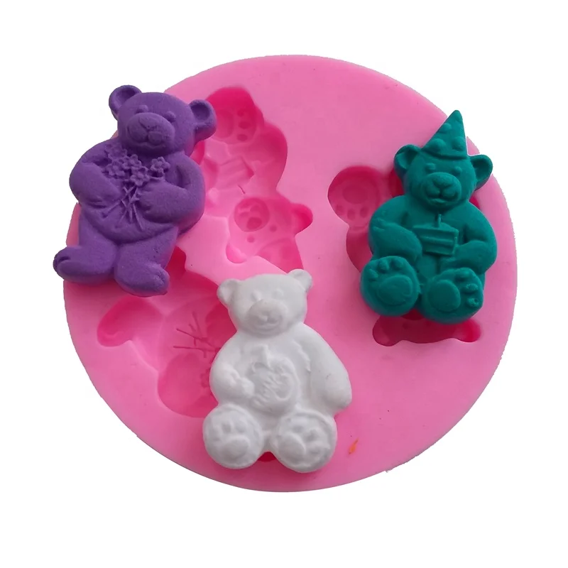 Hot Sale Lovely Baby Bear Family Shape Cake Decorating Tools Baking Mold Fondant Silicone Mold