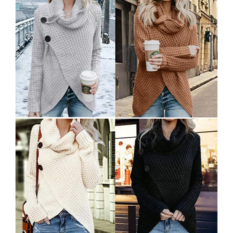 
Custom wholesale knit sweater oversize women winter wool acrylic-blend knit women sweater 