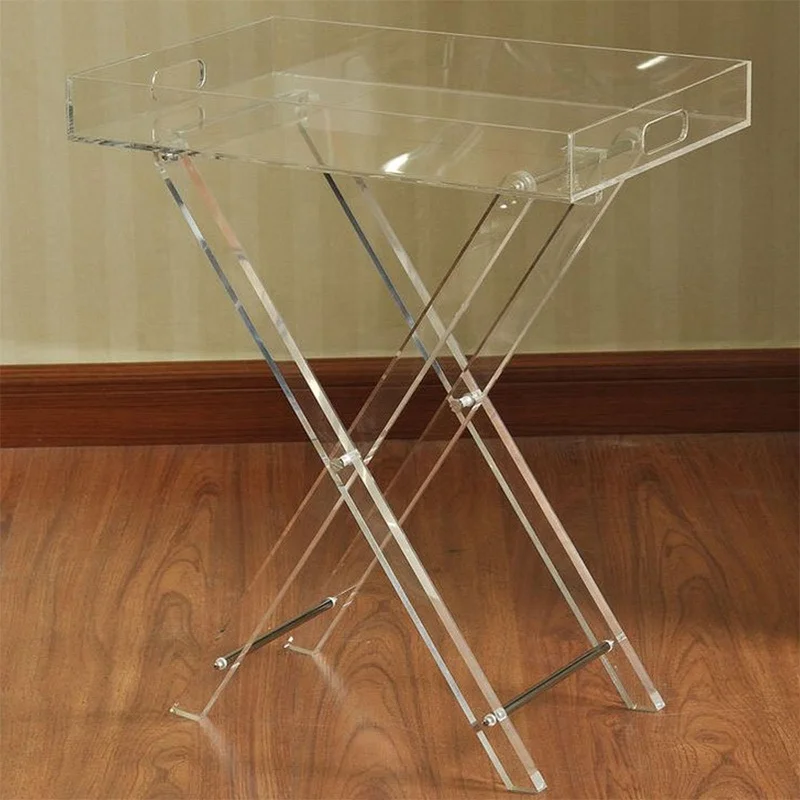 New product clear acrylic lucite folding coffee table TV snack serving tray