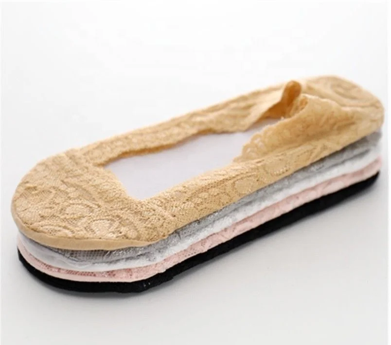 Anti-slip Lace Invisible Socks Ladies Women Cotton Footsie Shoe Liner Boat Socks