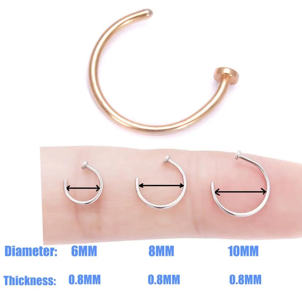 20G Surgical Steel Open Nose Ring Hoop Lip Ring Small Thin Piercing