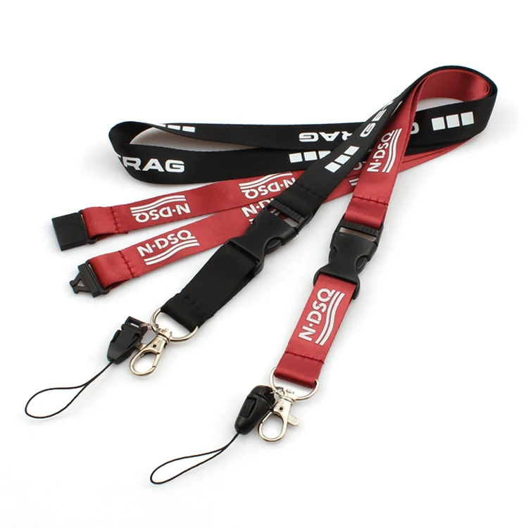 Silk screen custom printed neck strap with USB flash drive lanyard