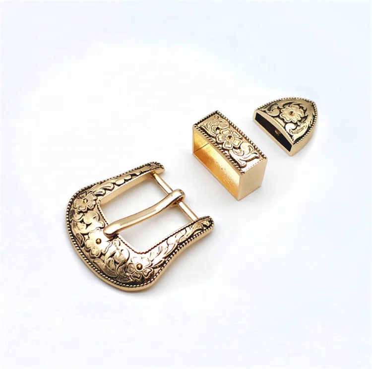 Buckles Factory Manufacturers Wholesale Gold Belt Buckle 3-Piece Metal Men Custom Luxury Logo Belt Buckles for Men