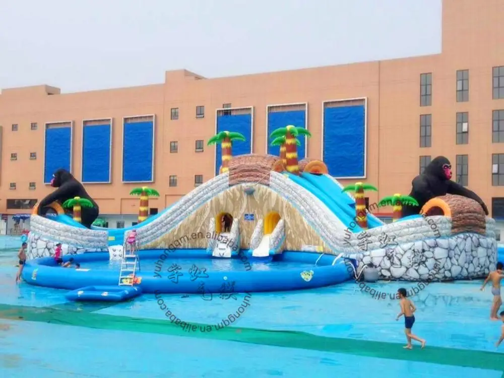 inflatable commercial water park/ inflatable moving water park with slide and pool
