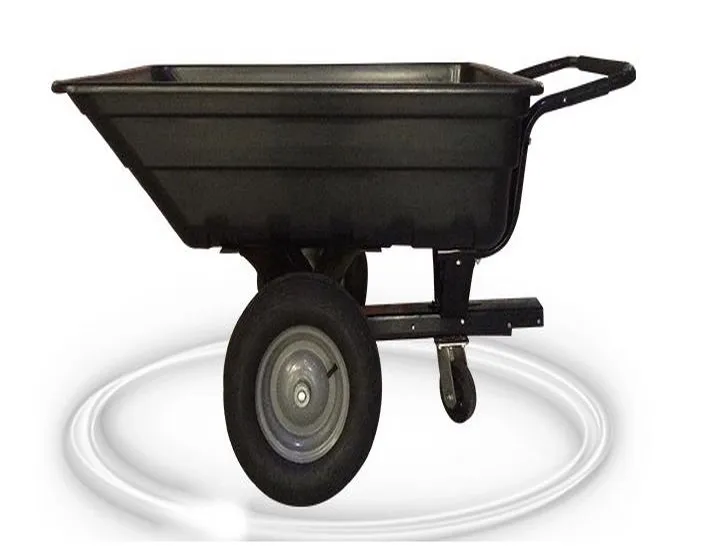 BLACK AGRICULTURE TOW and PUSH POLY CART ON FARM  trailer cart