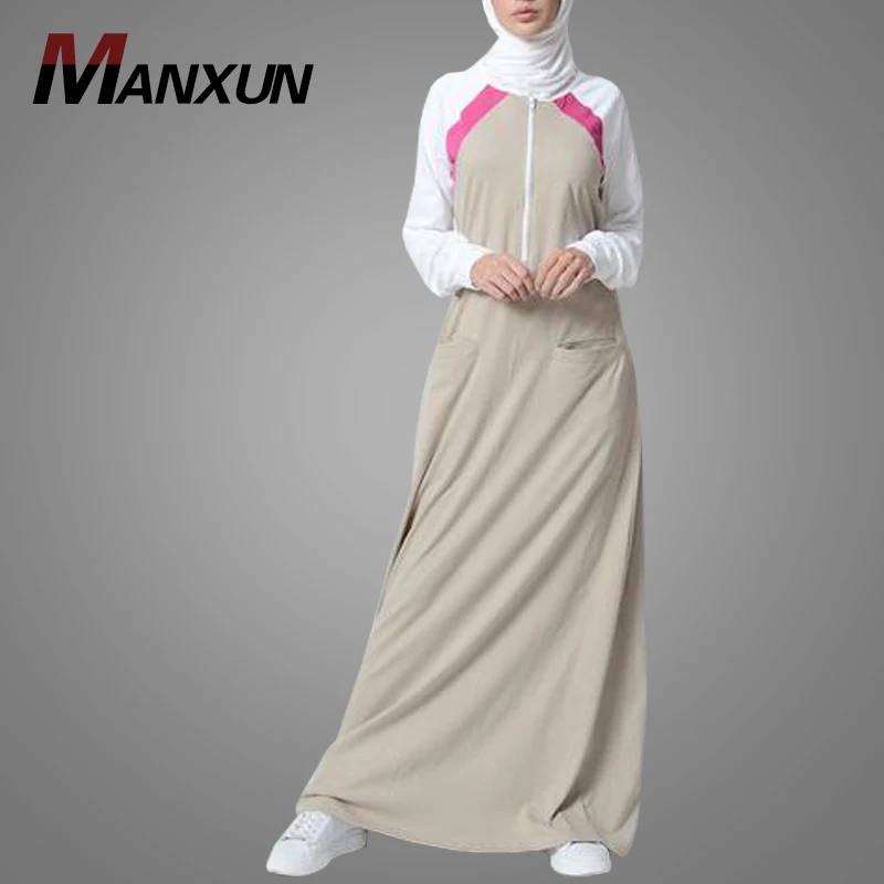 New Trendy Sports Cotton Jersey Abaya Dress Sportswear For Muslim Women Activewear Kebaya Islamic Clothing Dress