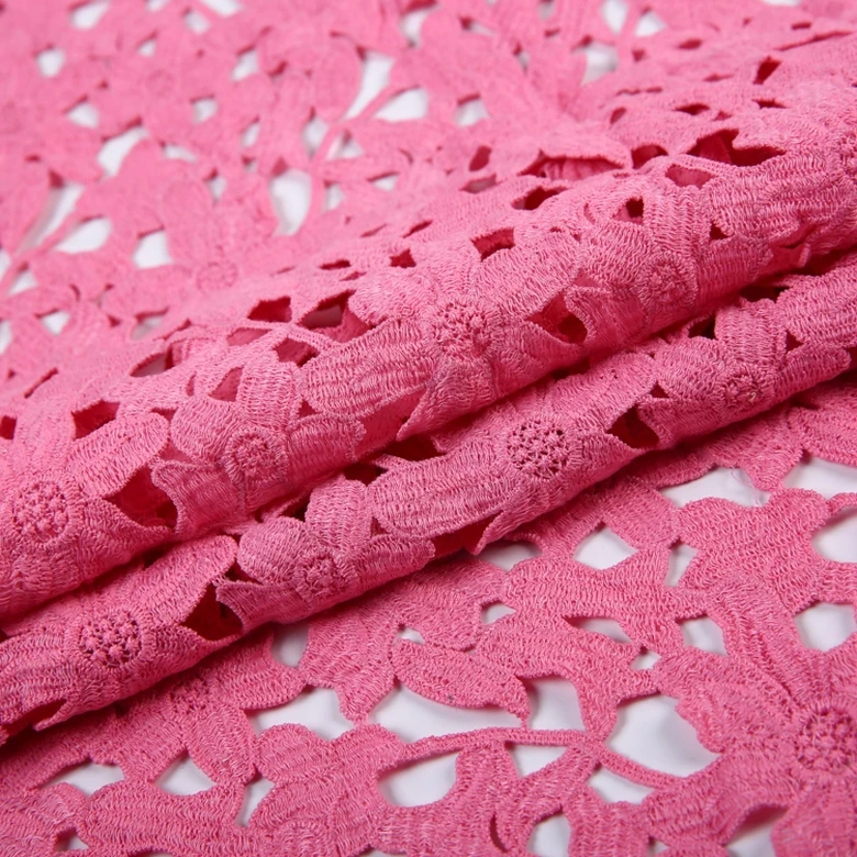 New Fashion Latest African Lace Fabric Design Chemical Cheap Hong Kong Water Soluble Embroidery Yarn Decorated Embroidered