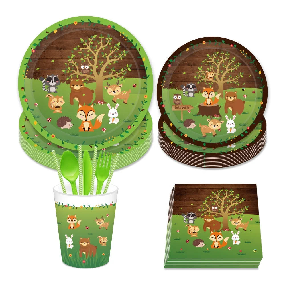 YISHU woodland creatures party decor 44 pcs photo booth props DIY woodland party props