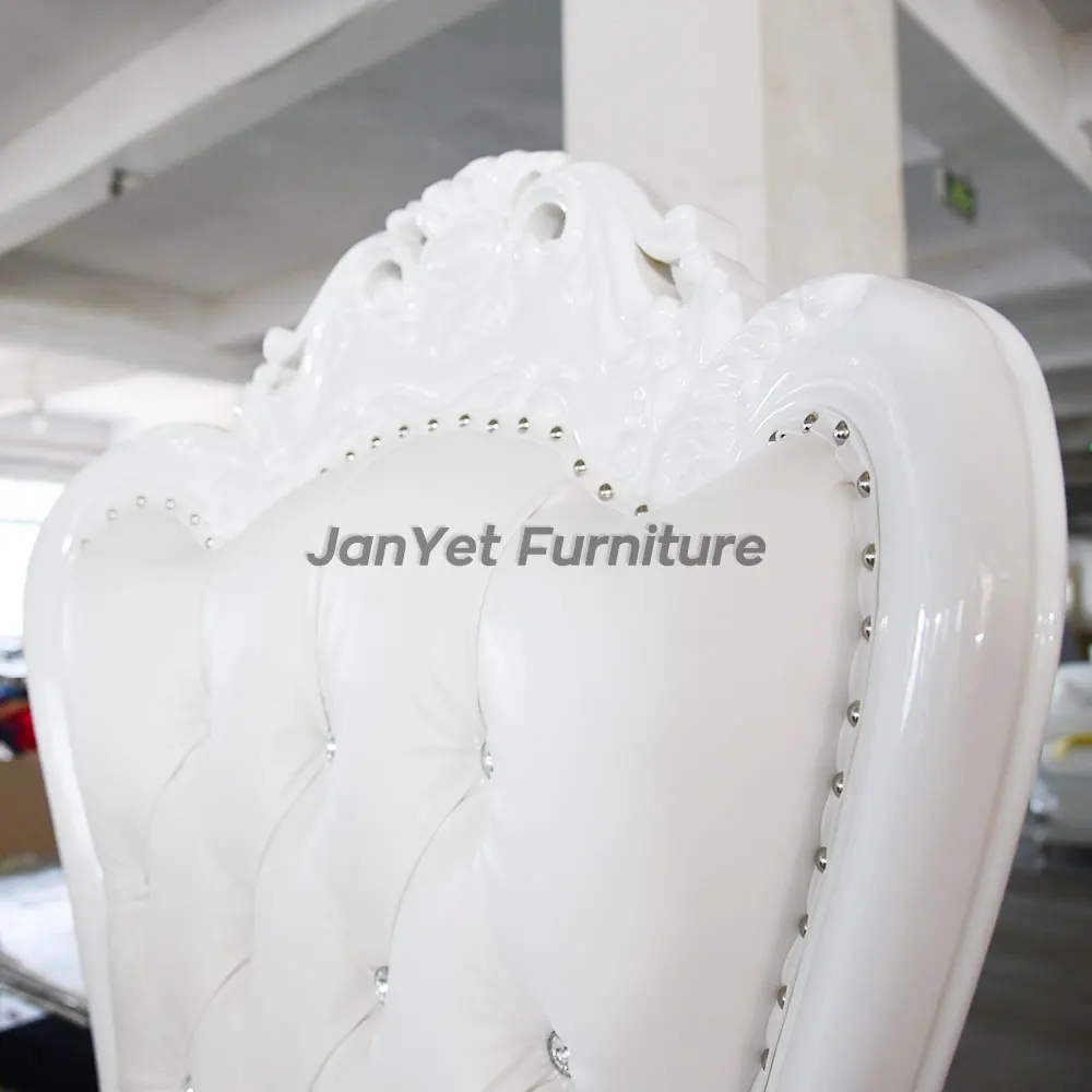 Wholesale wedding event baroque queen leather white throne chair