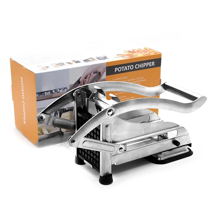 French Fry Cutter with 2 Blades Stainless Steel Potato Slicer Cutter Chopper Potato Chipper