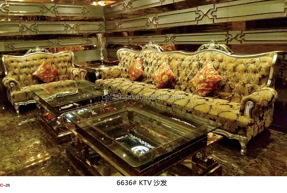 OE-FASHION Customized Luxury New Classic Solid Wood Carving bar Nightclub Sofa Furniture