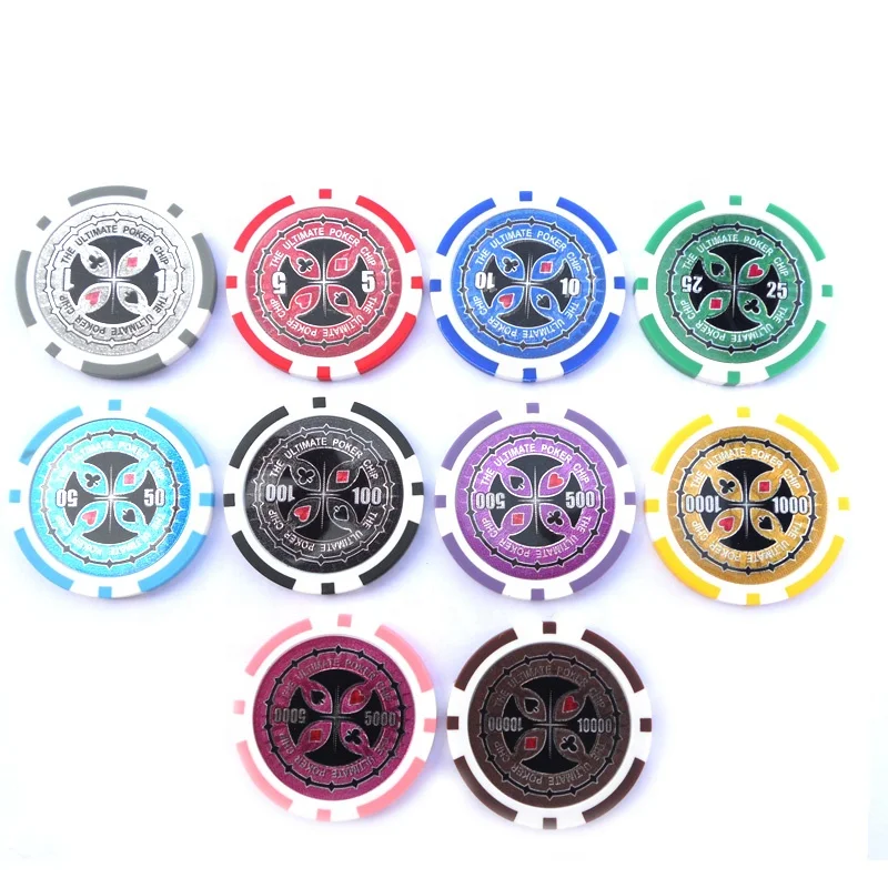 11.5G Durable ABS poker chips with stickers inlay